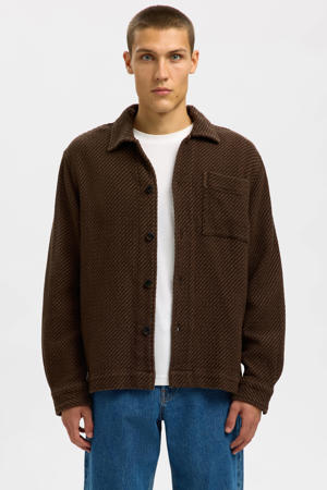 overshirt met textuur bruin