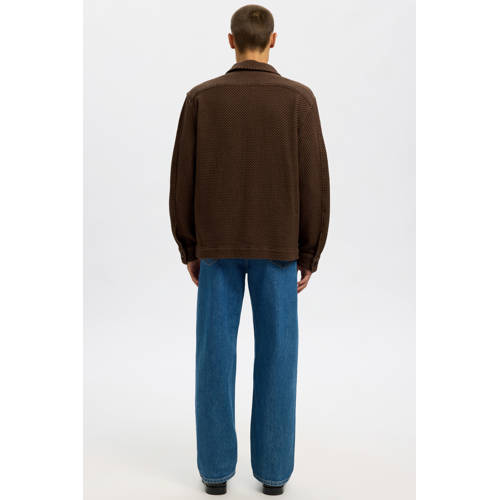SELECTED HOMME overshirt met textuur bruin afbeelding