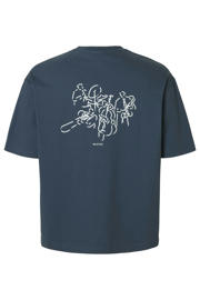 thumbnail: Selected regular T-shirt met backprint blauw