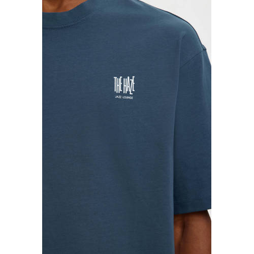 SELECTED HOMME relaxed T-shirt met backprint blauw afbeelding
