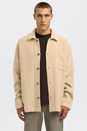 overshirt met textuur beige