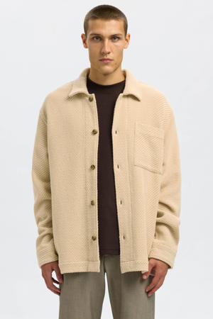 overshirt met textuur beige