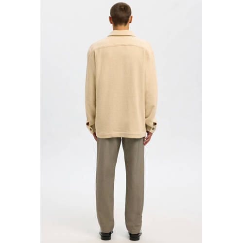 SELECTED HOMME overshirt met textuur beige afbeelding