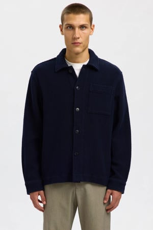 overshirt met textuur donkerblauw