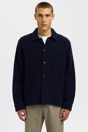 overshirt met textuur donkerblauw