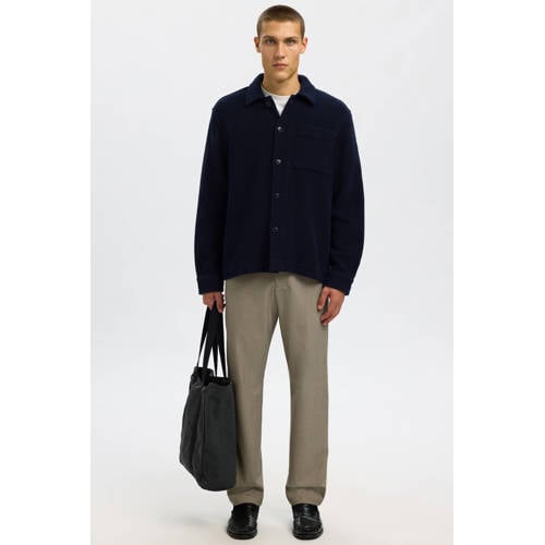 SELECTED HOMME overshirt met textuur donkerblauw afbeelding