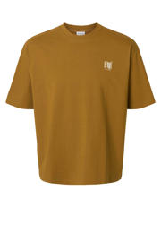 thumbnail: Selected regular T-shirt met backprint oker