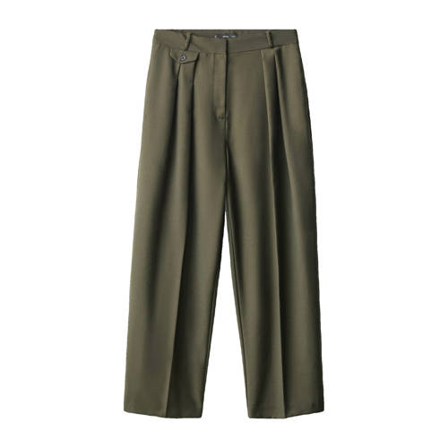Mango baggy regular waist pantalon kaki afbeelding