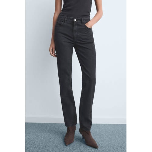 Mango high waist slim fit jeans black denim afbeelding