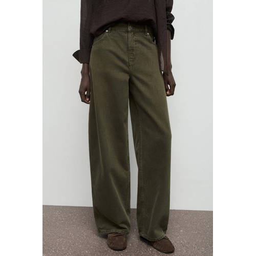 Mango low waist barrel jeans kaki afbeelding