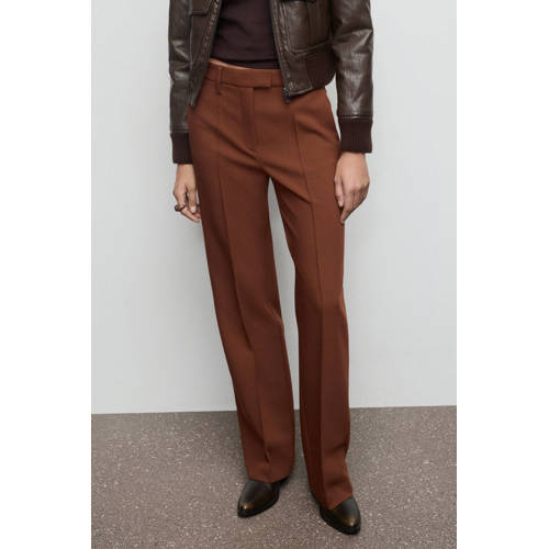 Mango straight regular waist pantalon koper afbeelding