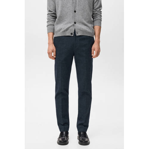Mango Man slim geruite chino donkerblauw afbeelding