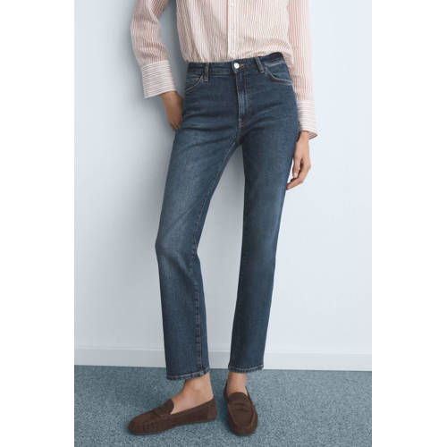 Mango high waist slim fit jeans dark blue denim afbeelding