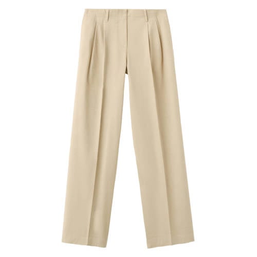 Mango straight regular waist broek beige afbeelding