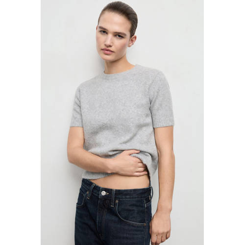 Mango pullover met wol grijs melange gebreid afbeelding