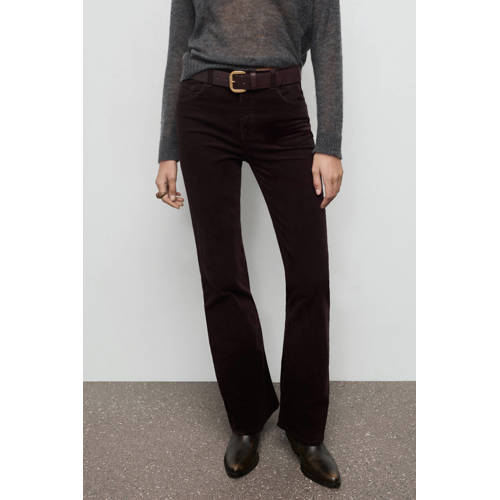 Mango high waist flared jeans donkerbruin afbeelding
