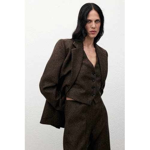 Mango gilet met wol donkerbruin afbeelding