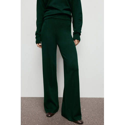 Mango straight regular waist broek donkergroen gebreid afbeelding