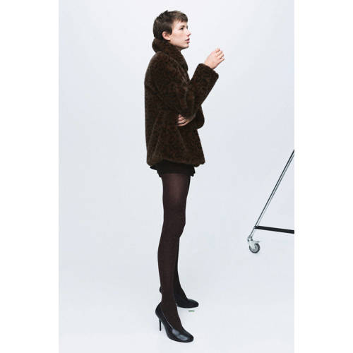 Mango faux fur jas bruin afbeelding