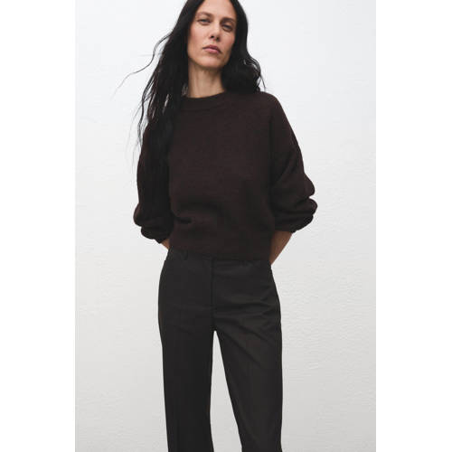 Mango regular waist flared broek donkerbruin afbeelding