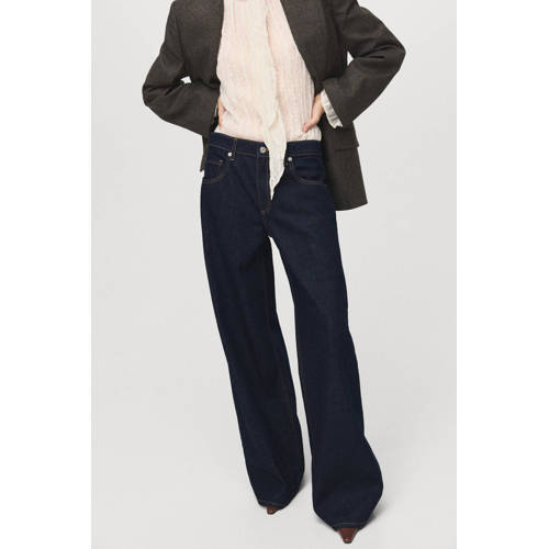 Mango [[Clusterkenmerk Pasvorm/fit]] wide leg jeans dark blue denim afbeelding