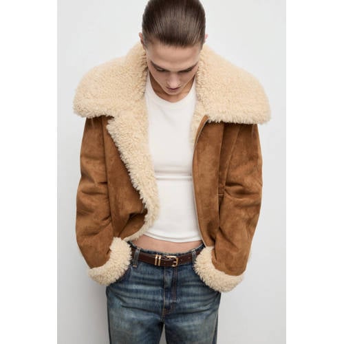 Mango lammy coat bruin afbeelding