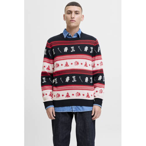 JACK & JONES kersttrui gebreid rood afbeelding