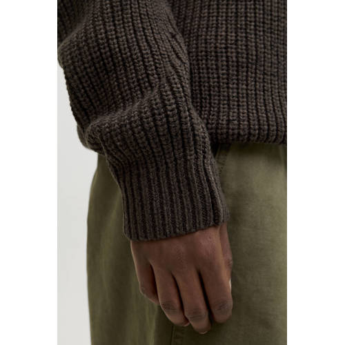 JACK & JONES ORIGINALS trui rib gebreid bruin afbeelding