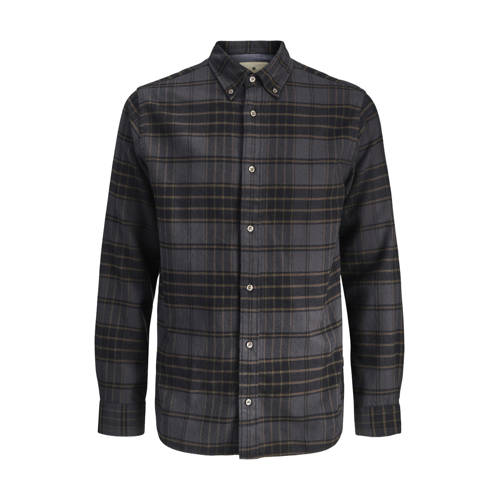 JACK & JONES PREMIUM regular geruit casual overhemd antraciet afbeelding