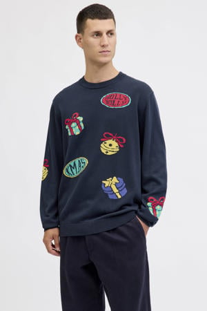 kersttrui gebreid donkerblauw