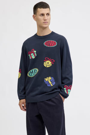 kersttrui gebreid donkerblauw