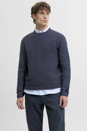 trui met wol gebreid blauw