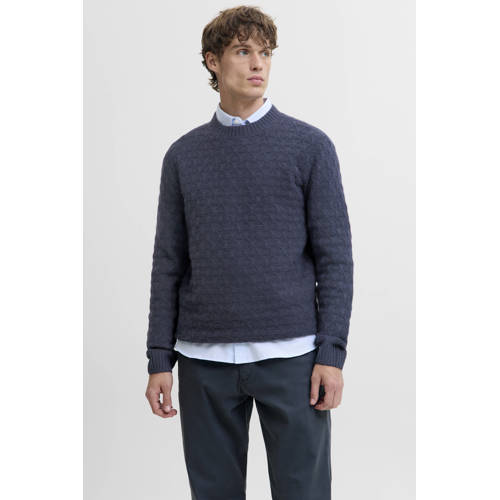 JACK & JONES PREMIUM trui met wol gebreid blauw afbeelding