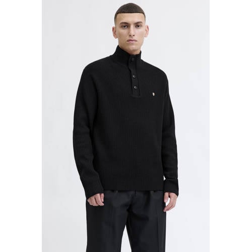 JACK & JONES PREMIUM trui rib gebreid zwart afbeelding