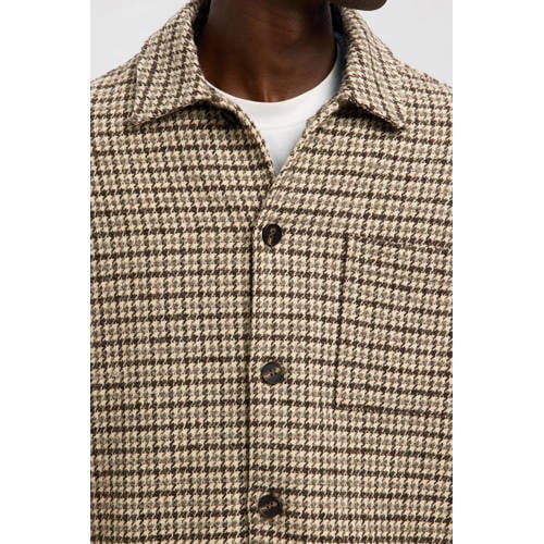 SELECTED HOMME geruit overshirt bruin afbeelding