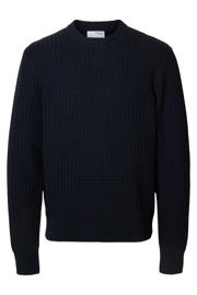 thumbnail: Selected trui met ingebreid patroon donkerblauw