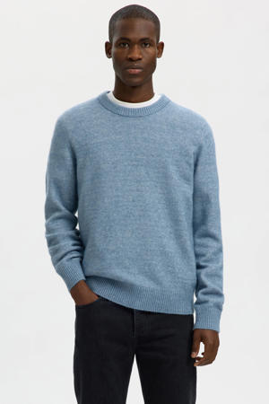 gebreide trui met wol blauw