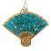 Vondels kerstornament glas Van Gogh blauwe amandelbloesem waaier H10cm
