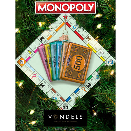 Vondels kerstornament glas Monopoly geld waaier H9cm afbeelding