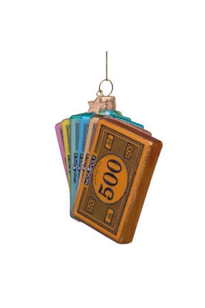 kerstornament glas Monopoly geld waaier H9cm