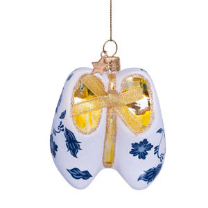 kerstornament glas Delftse blauwe klompen H8cm