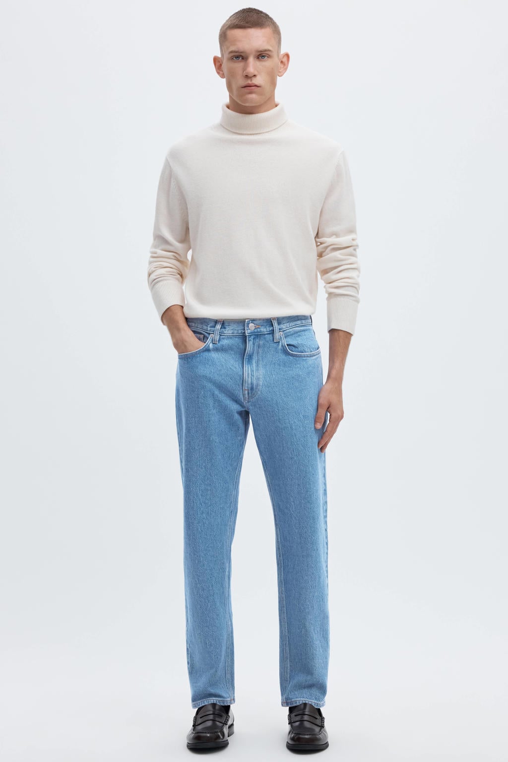 Selected BEN KORI straight leg jeans light blue denim