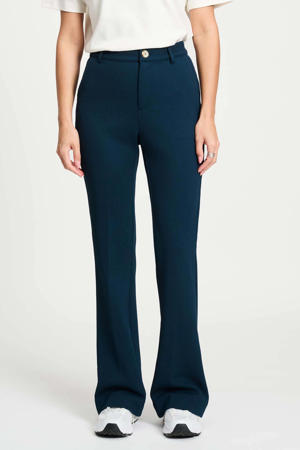 flared high waist flared broek donkerblauw