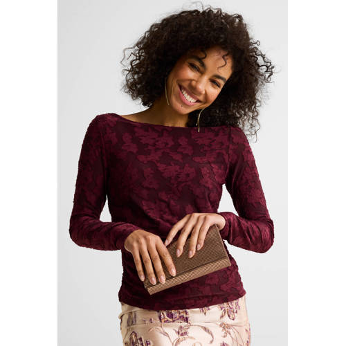 Ruby semi-transparante top met textuur bordeauxrood afbeelding