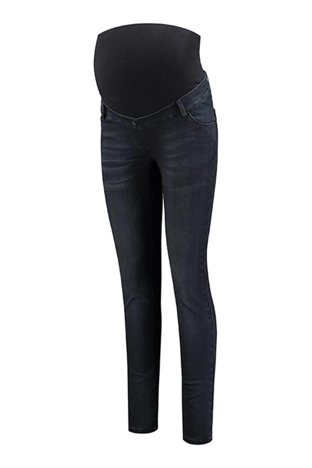 Dark blue denim dames LOVE2WAIT high waist zwangerschaps skinny jeans dark blue van denim met effen
