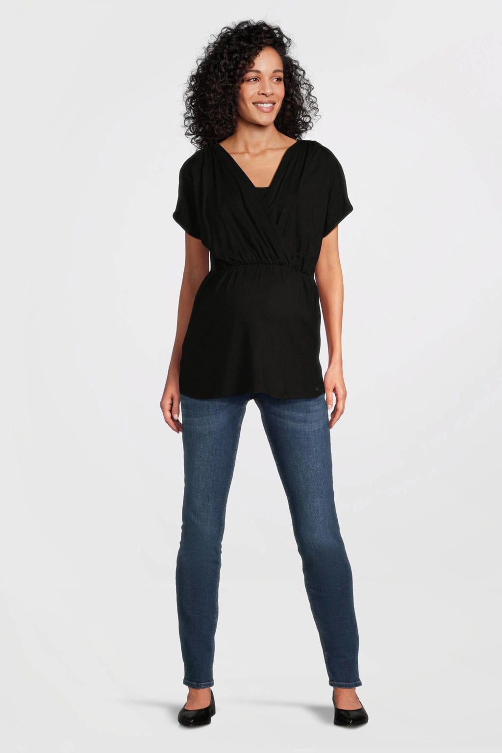 Stonewashed dames LOVE2WAIT high waist zwangerschaps skinny jeans Sophia stonewashed van denim met effen