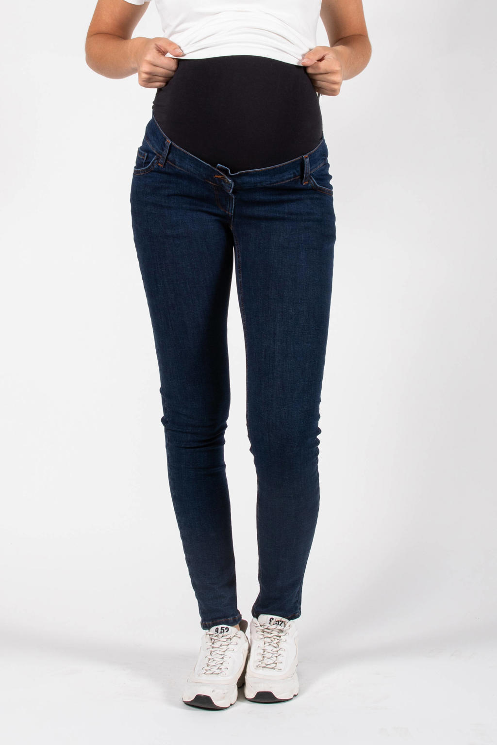 Medium blue denim dames LOVE2WAIT high waist zwangerschaps skinny jeans van denim met effen