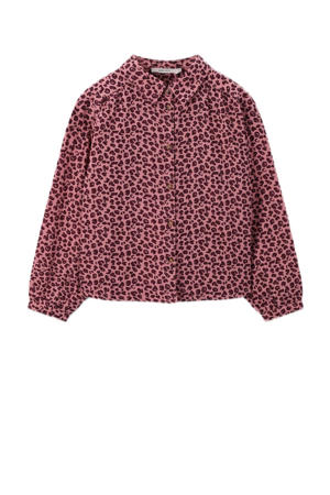 blouse met panterprint roze