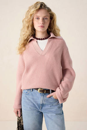 gebreide trui met wol roze