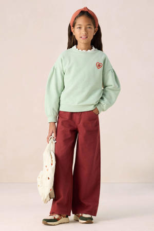 high waist wide leg jeans rood